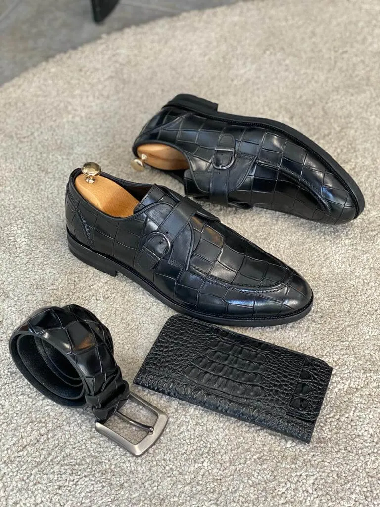 Naval Buckled Black Shoe