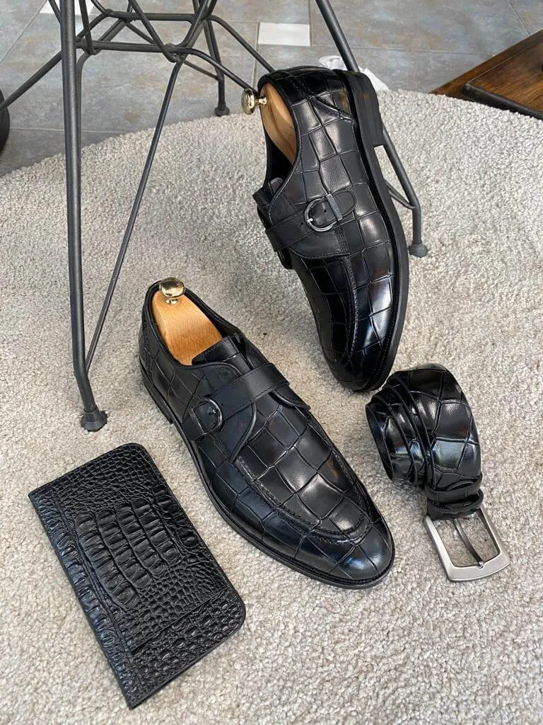 Naval Buckled Black Shoe