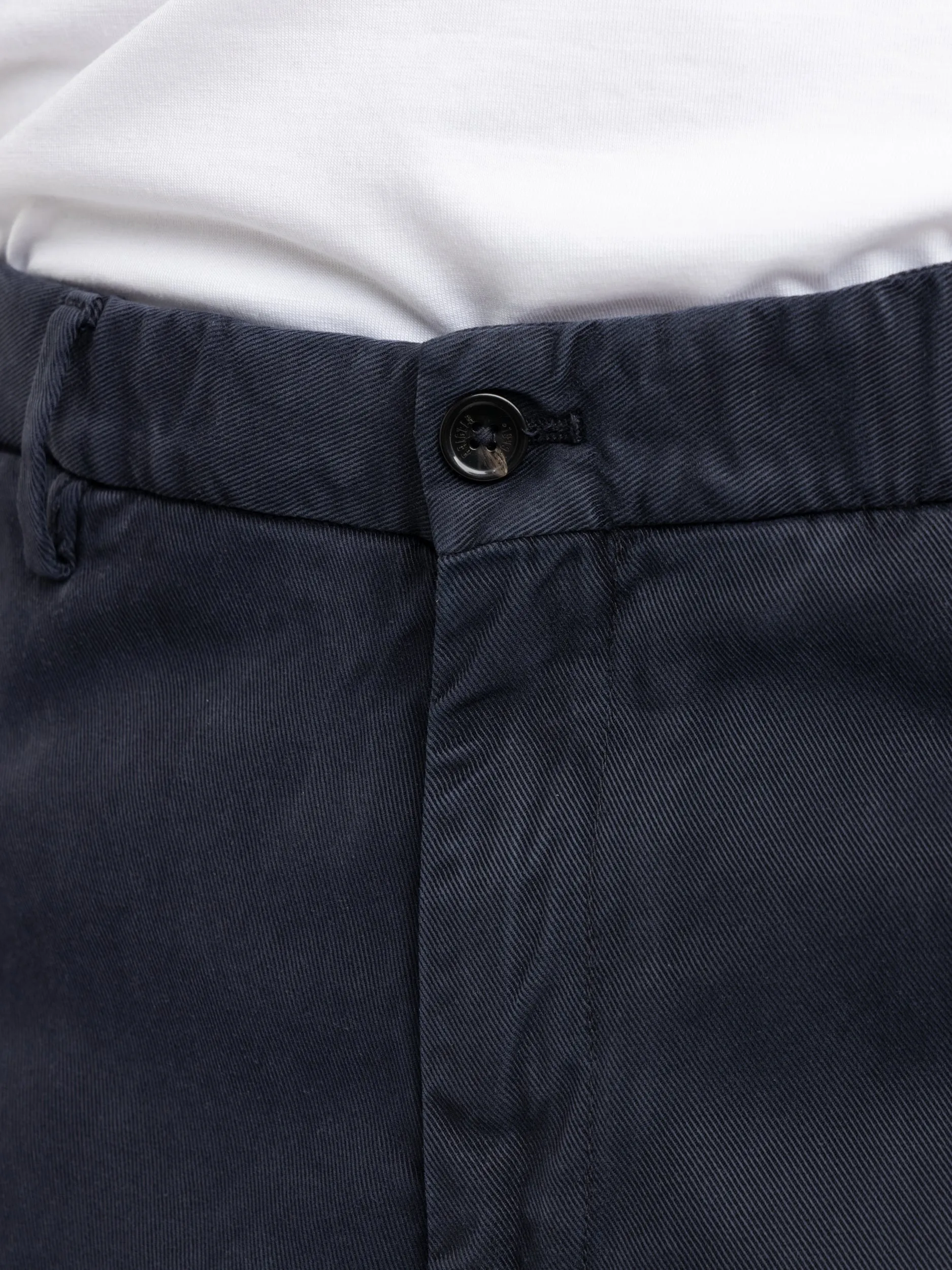 Navy Twill Cotton Blend Chinos