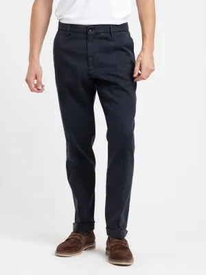 Navy Twill Cotton Blend Chinos