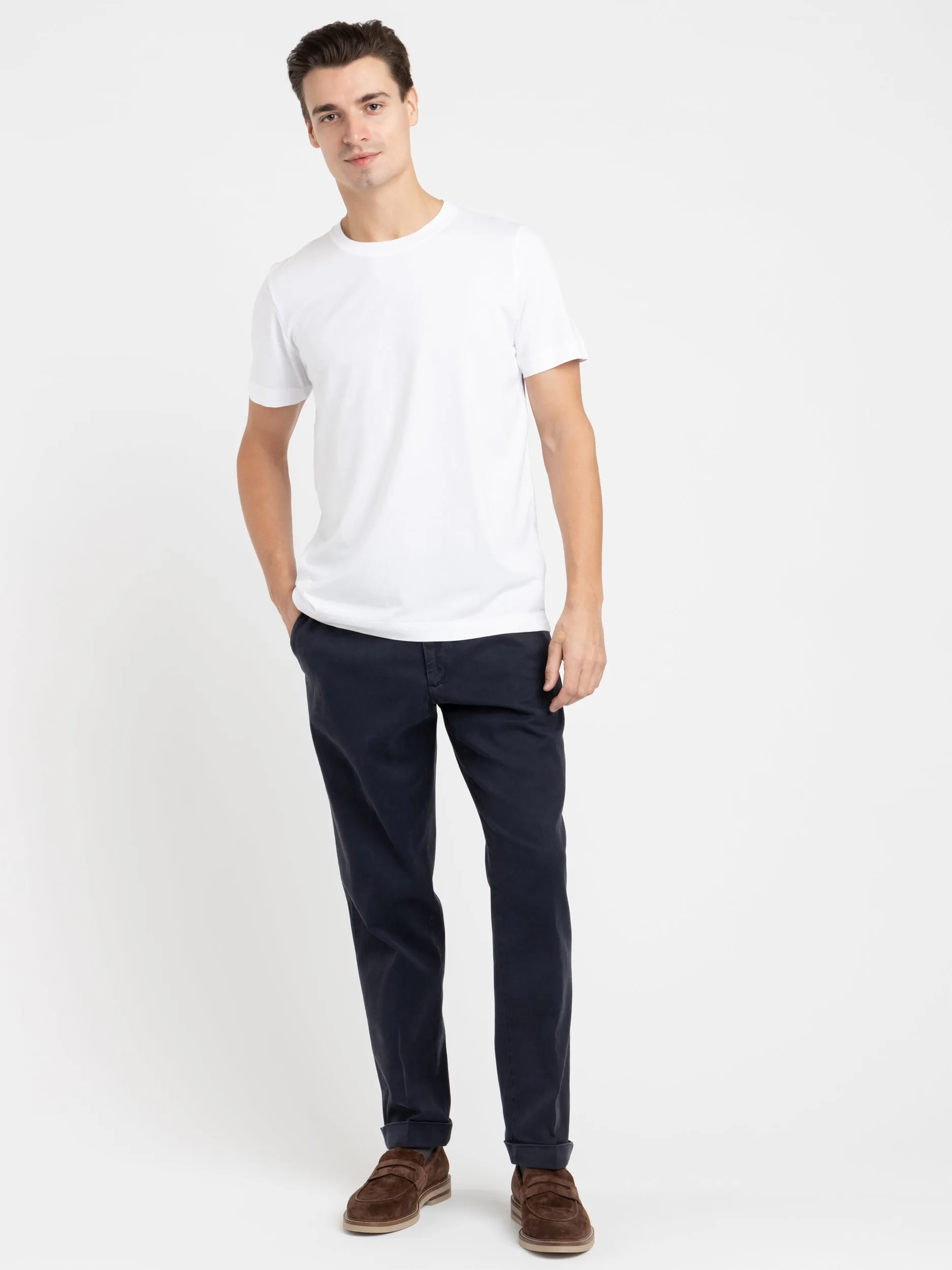 Navy Twill Cotton Blend Chinos