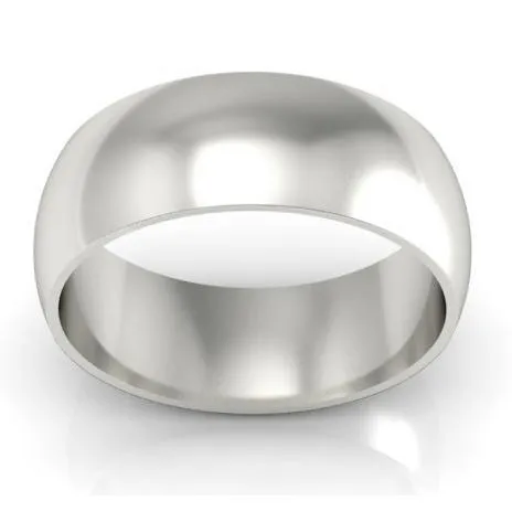 Platinum Wedding Ring Domed 8mm