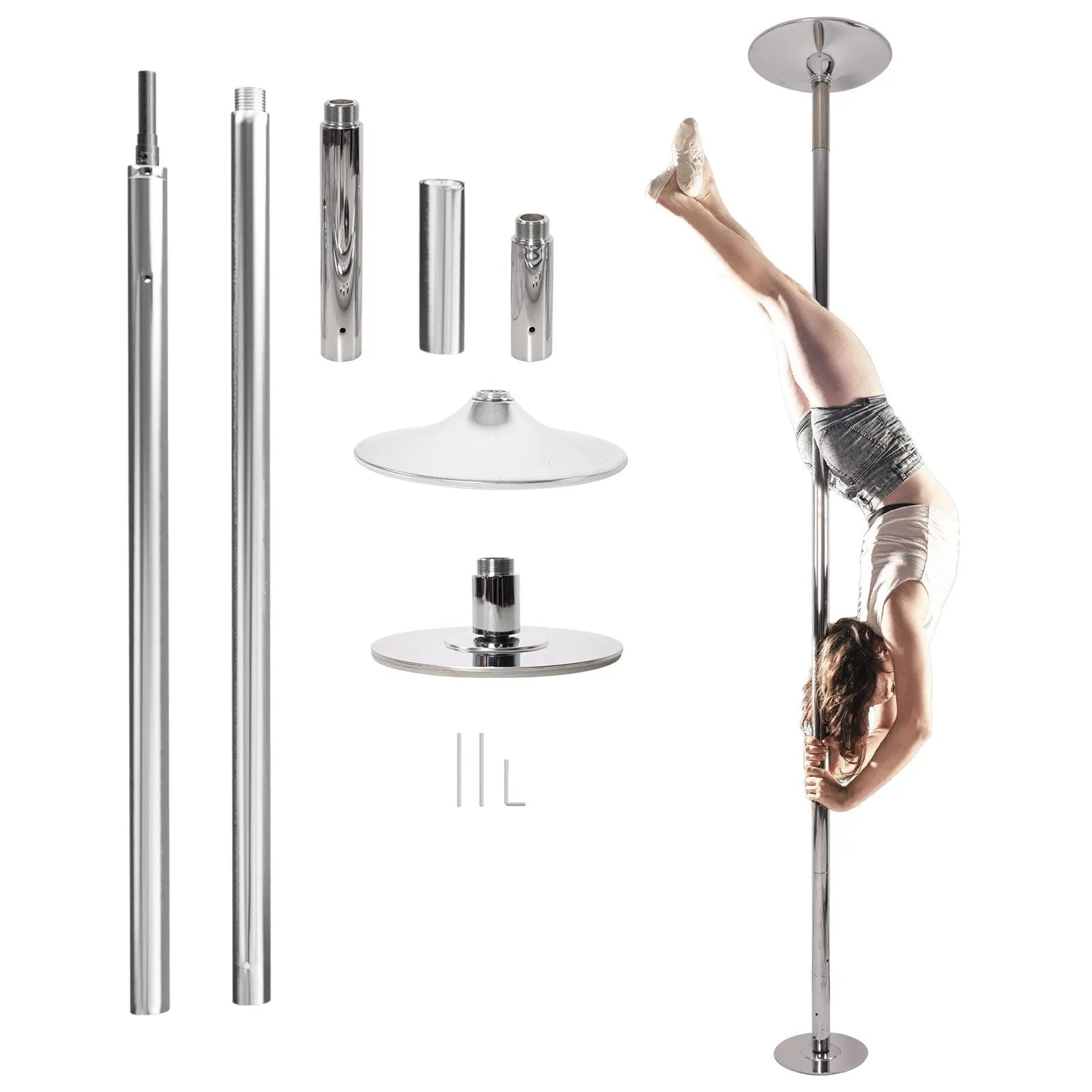 Pole Dance Pole, Stripper Pole Extension Pole 1.77 Inch Pole Dance Pole 7.33FT-9FT Height Adjustable Easy to Install, Smooth Connection