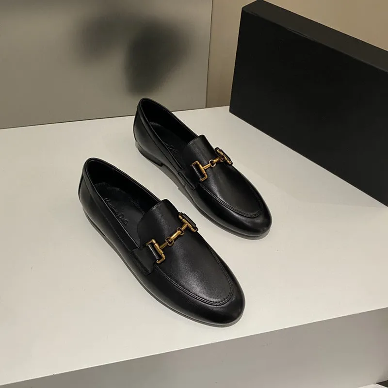 Pre Order:  Metal Buckles Sheepskin Loafers