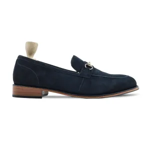 Ramboda - Men's Navy Blue Kid Suede Loafer