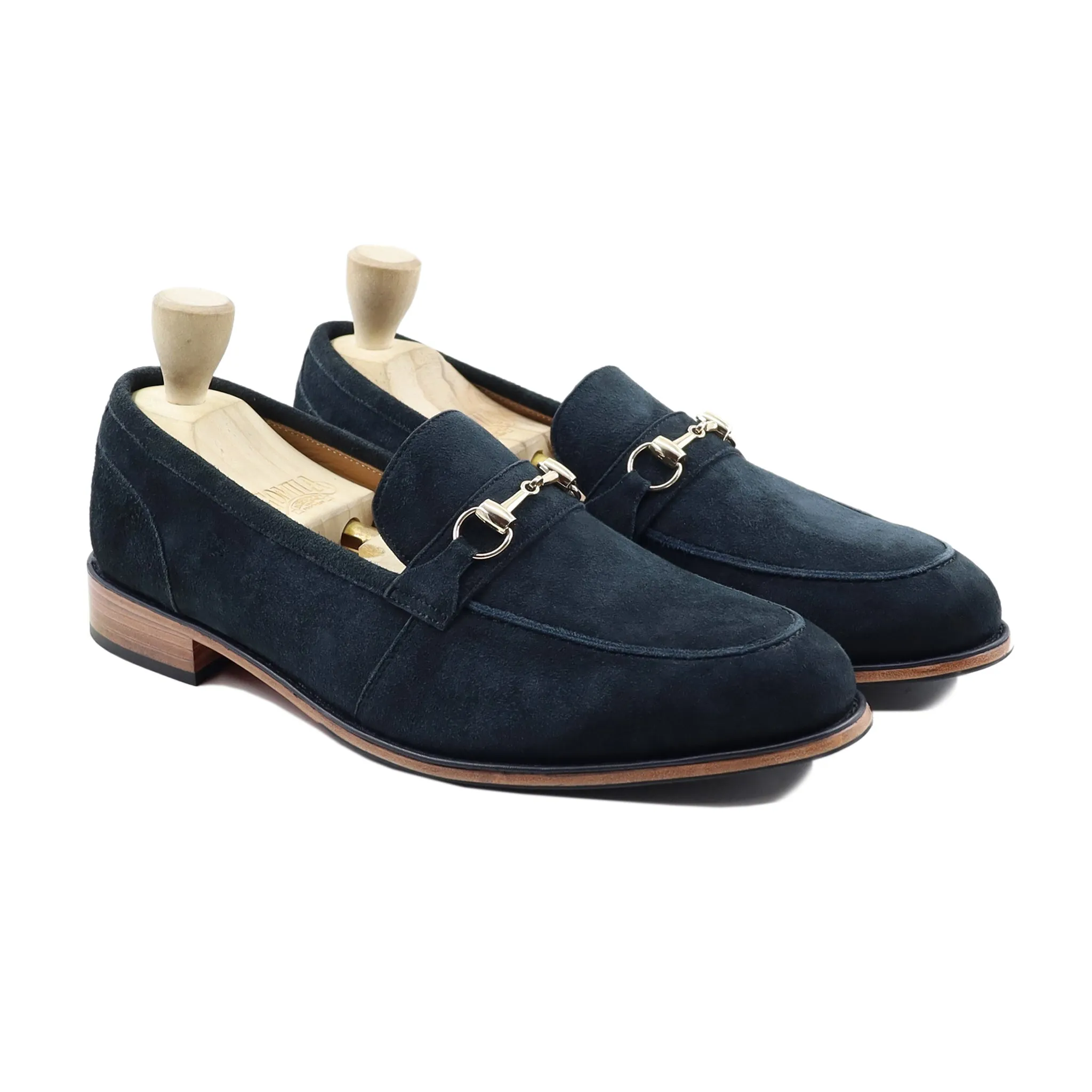 Ramboda - Men's Navy Blue Kid Suede Loafer