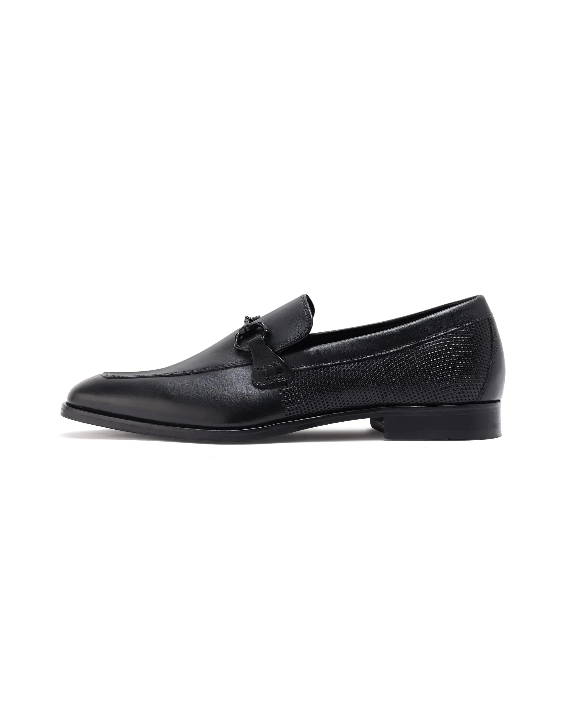 Rare Rabbit Men's Plaza Black Slip-On Genuine Leather Slip-On Loafer