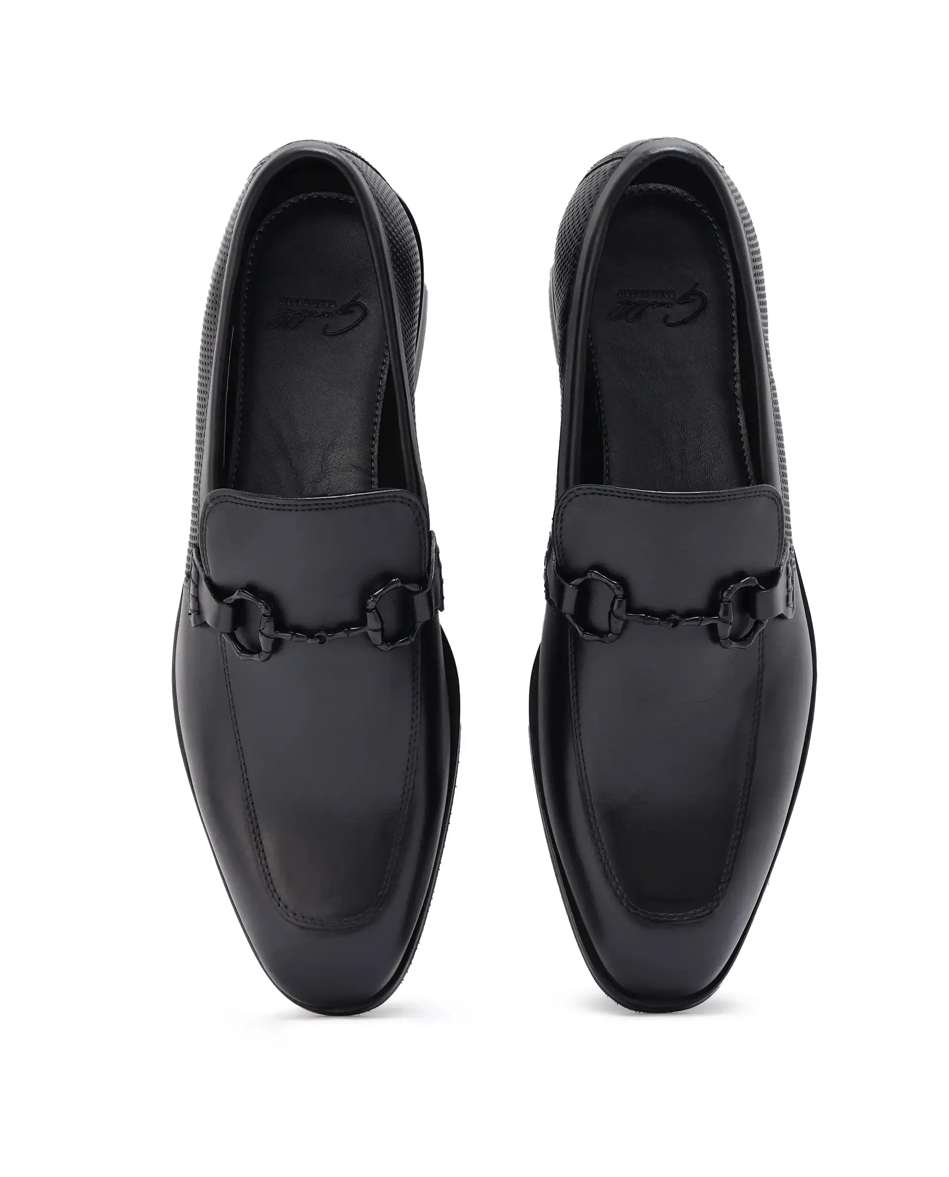 Rare Rabbit Men's Plaza Black Slip-On Genuine Leather Slip-On Loafer