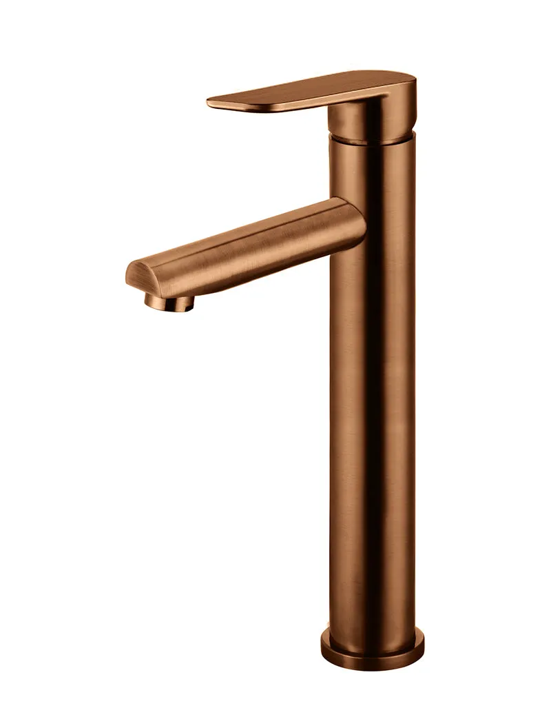 Round Paddle Tall Basin Mixer - Lustre Bronze