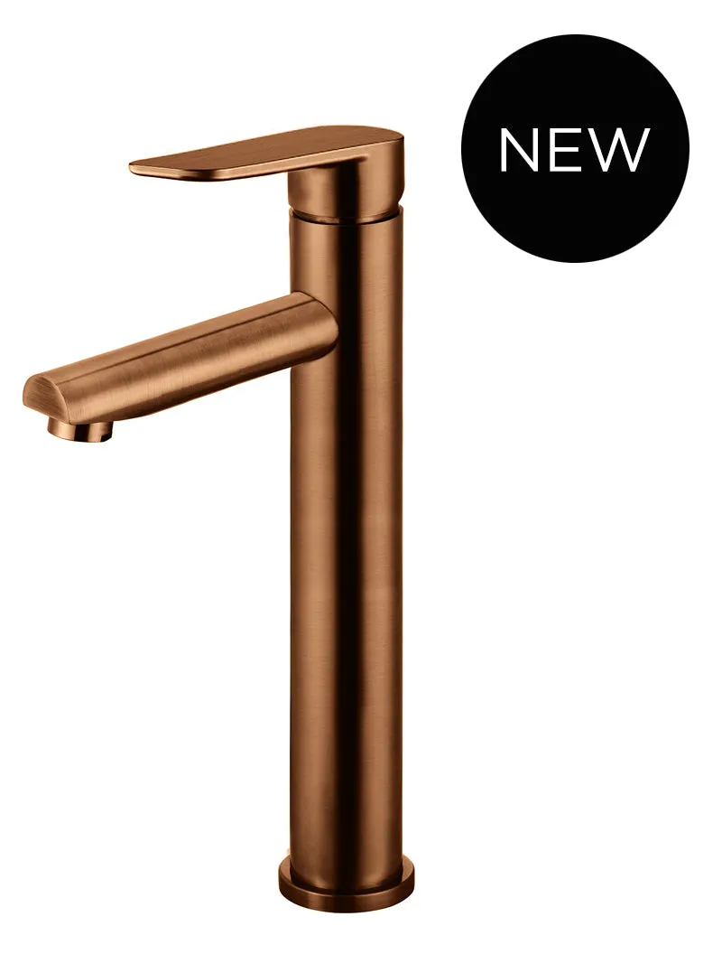 Round Paddle Tall Basin Mixer - Lustre Bronze