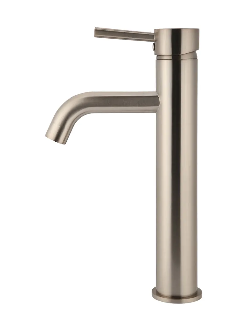 Round Tall Basin Mixer Curved - Champagne