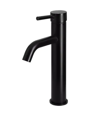 Round Tall Basin Mixer Curved - Matte Black