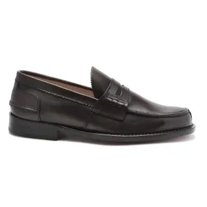 Saxone of Scotland Elegant Dark Brown Leather Loafers for Men