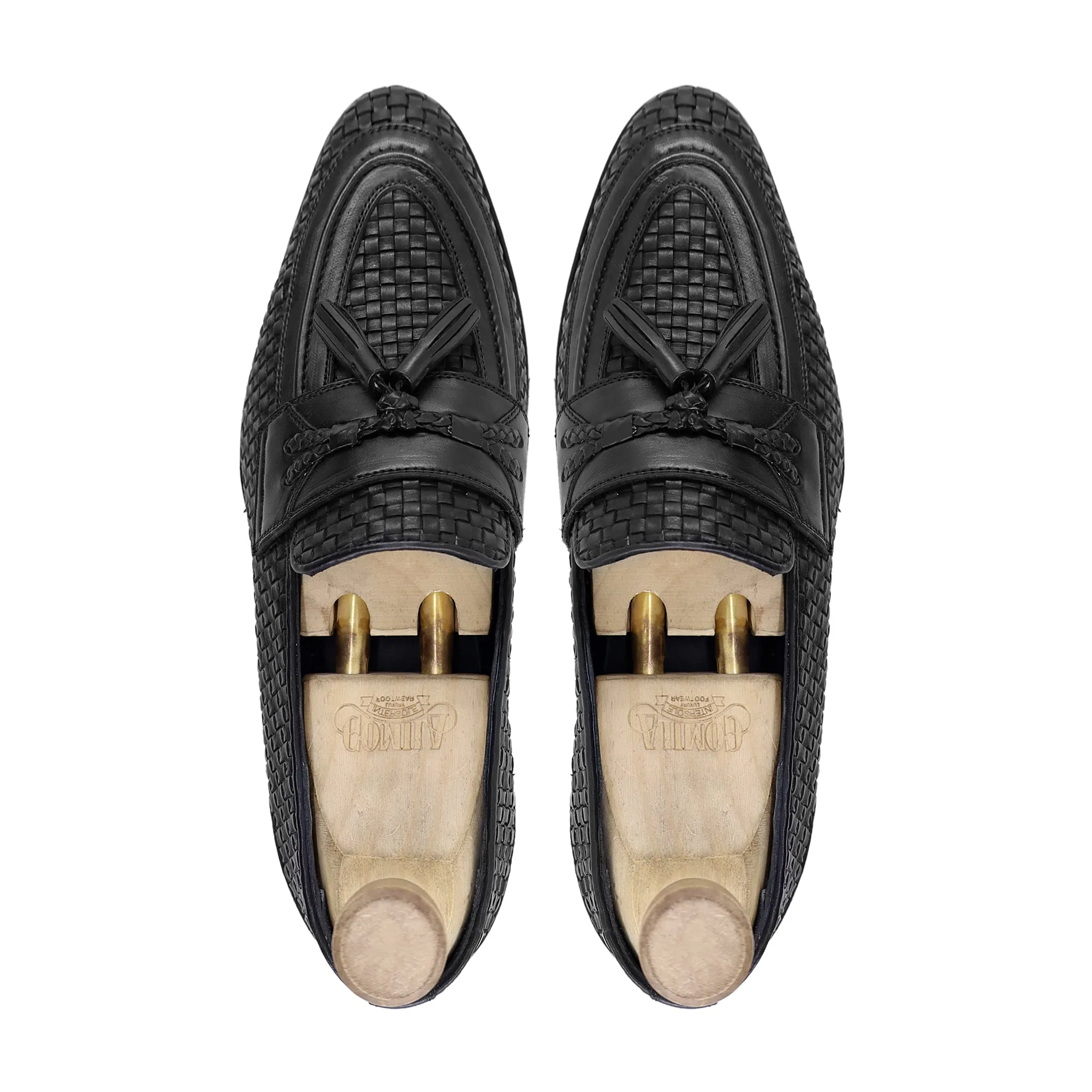 Seiji - Men's Black Hand Woven Leather Loafer