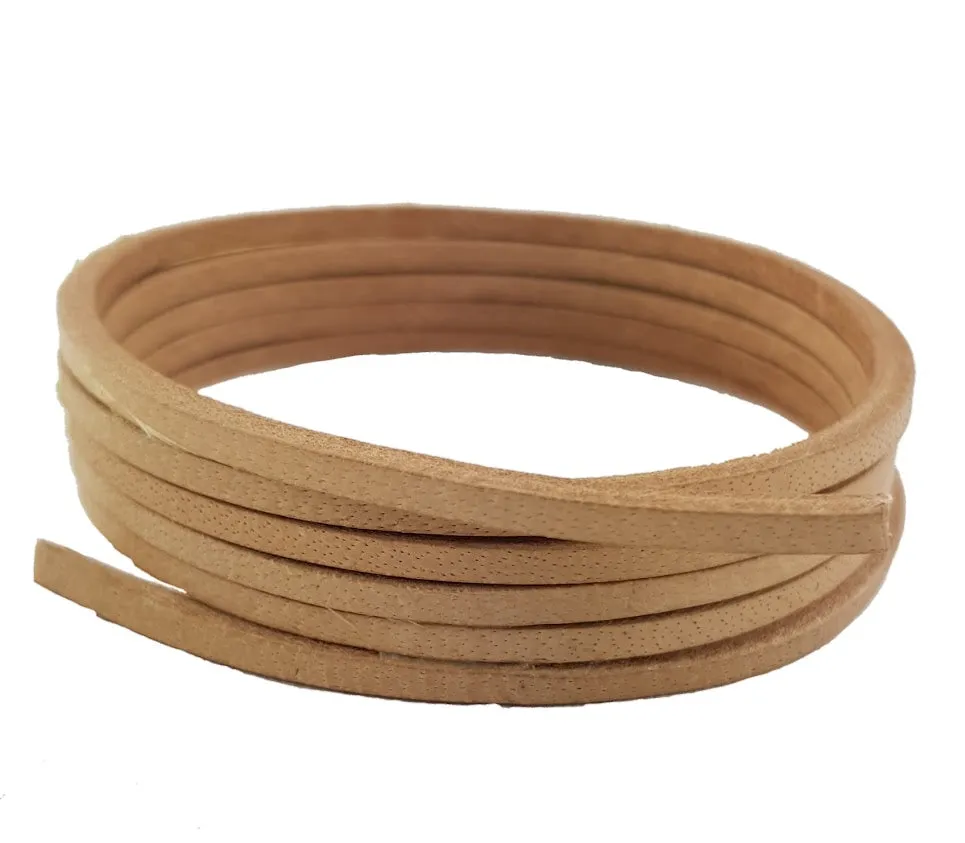 Shoelaces & Boot laces Light brown/Beige Leather  3 mm square