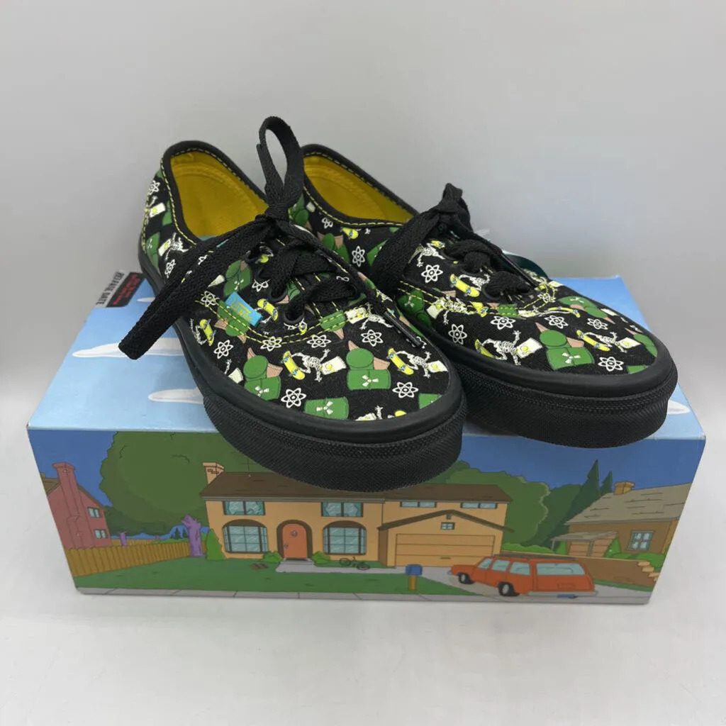 Size 1Y: Vans Simpson Black Skelton Bart Skate Boarding Lace-up Sneakers NEW