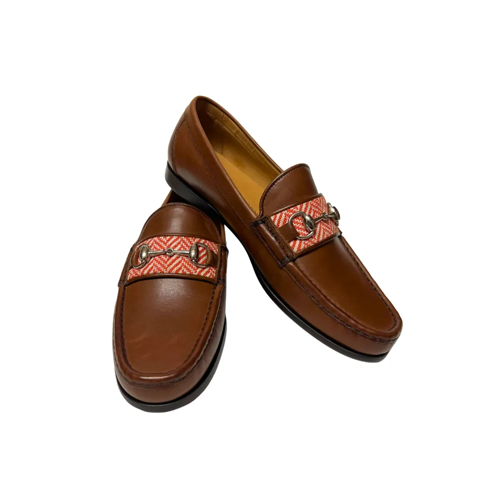 Smathers & Branson x Murray's HERRINGBONE DOWNING BIT LOAFER Nantucket Red with Natural/Chestnut