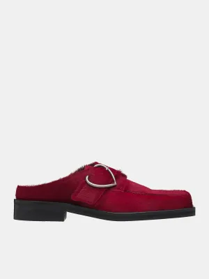 Square Toe Buckle Mules (1056LF03100M-RED)