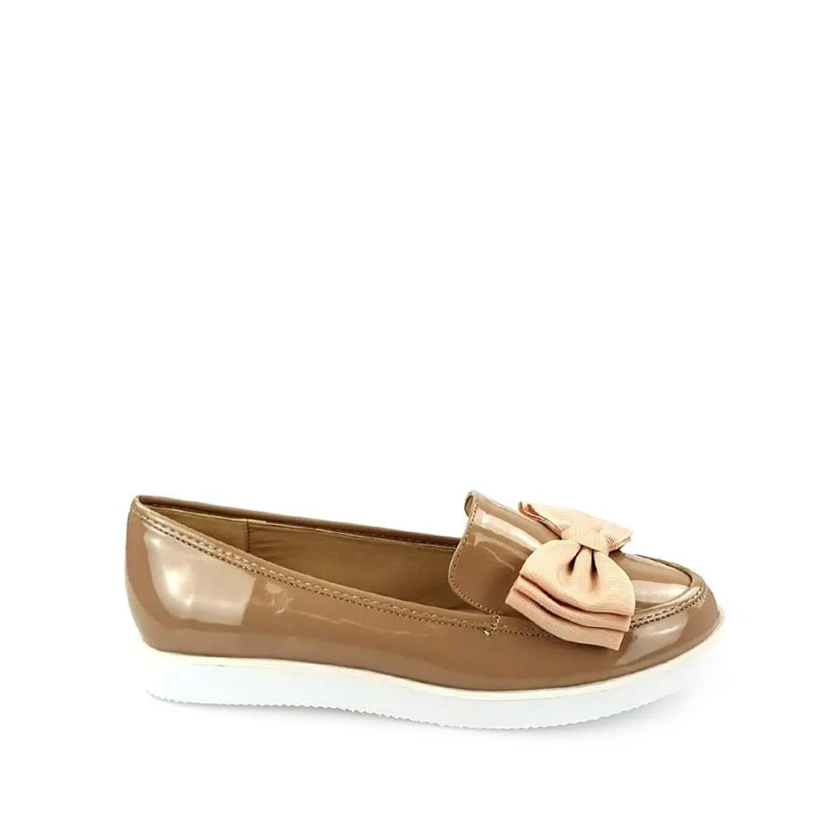 Stacia Patent Bow Detail Cleated Flatform Sole Loafers