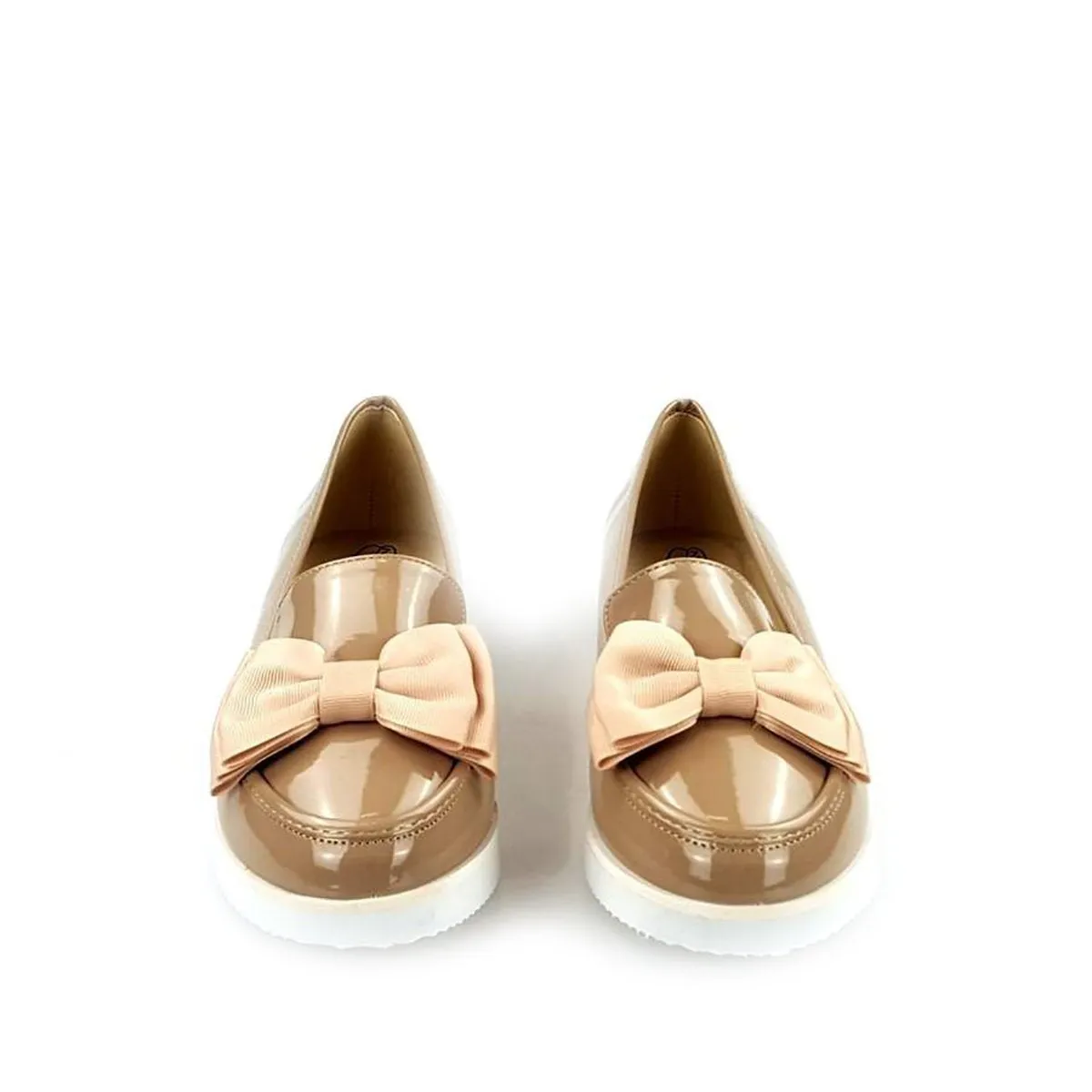 Stacia Patent Bow Detail Cleated Flatform Sole Loafers