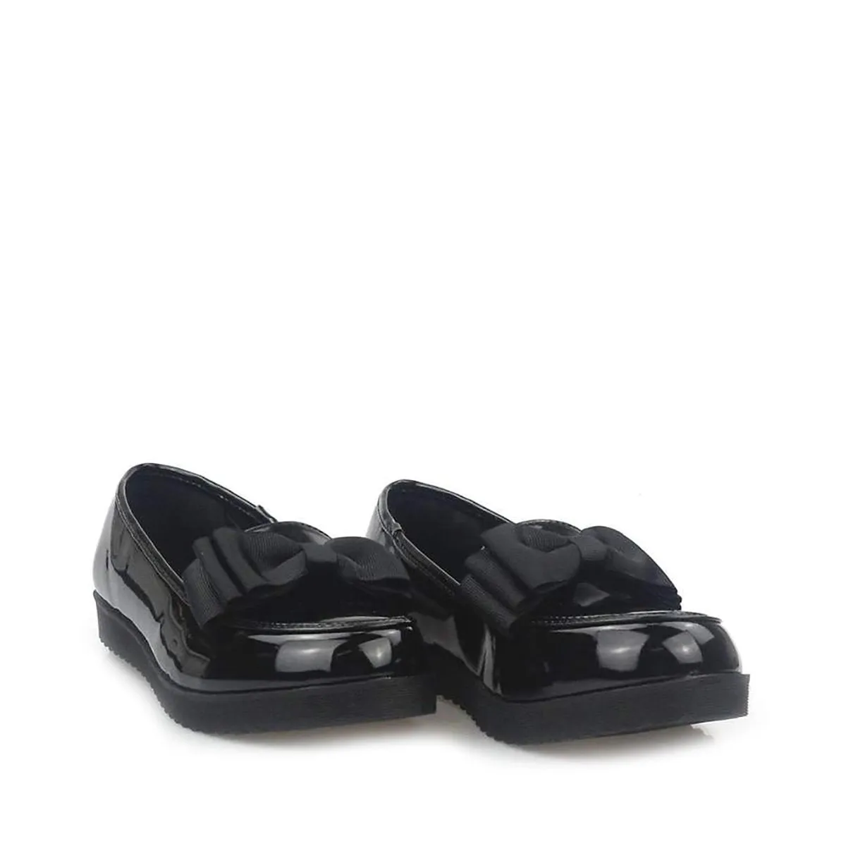 Stacia Patent Bow Detail Cleated Flatform Sole Loafers