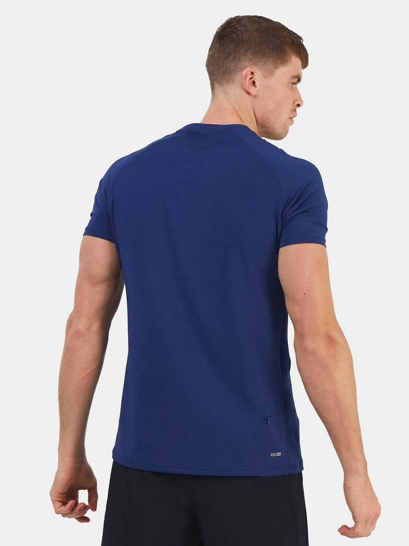 Stamina Short Sleeve Crew Neck Running Top For Men With Back Zip Pocket