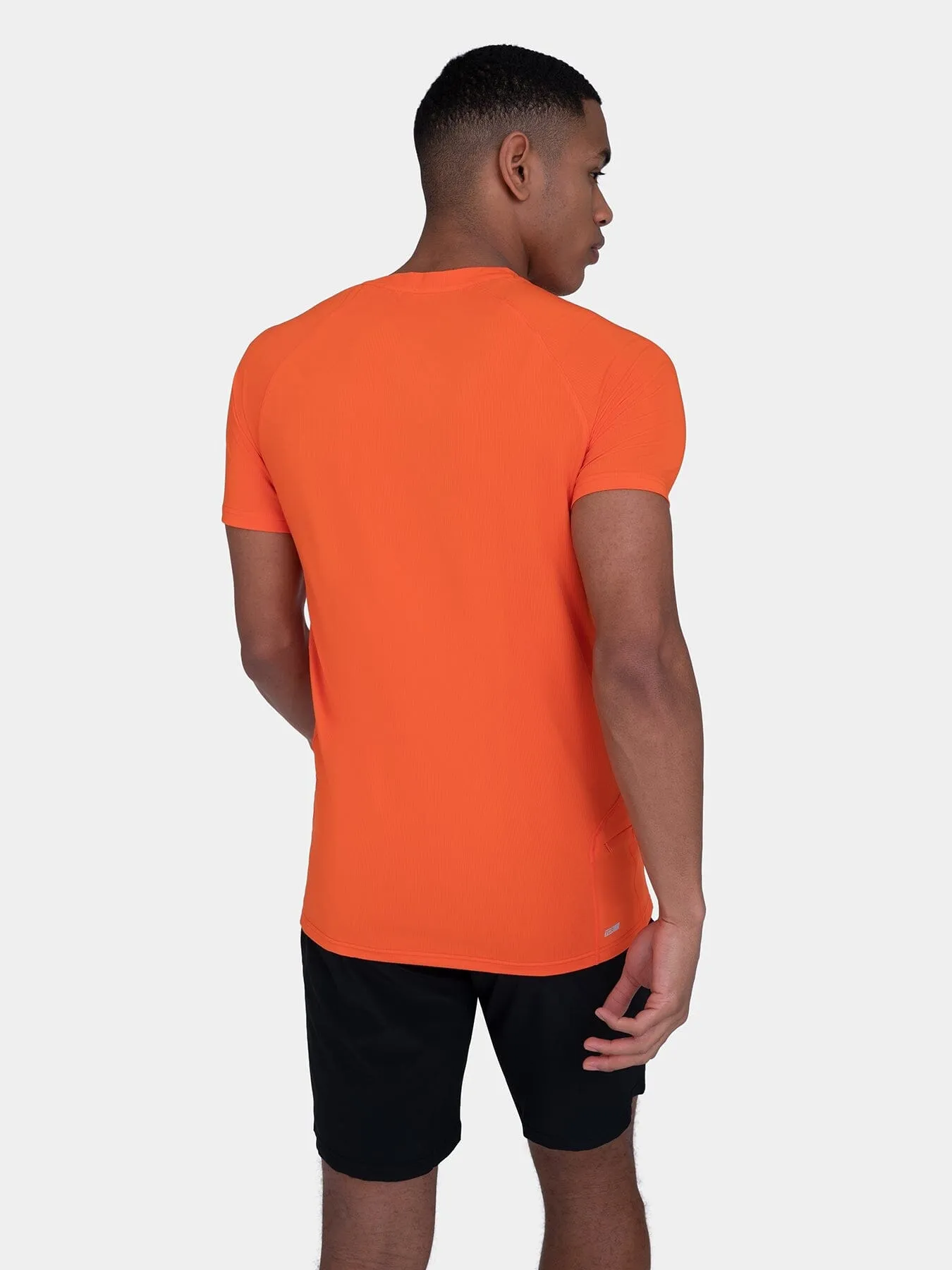 Stamina Short Sleeve Crew Neck Running Top For Men With Back Zip Pocket