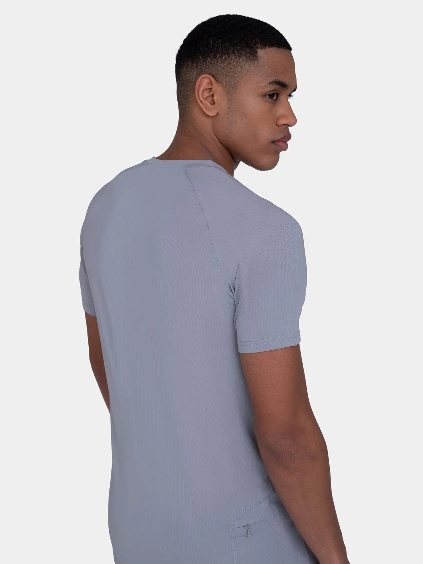 Stamina Short Sleeve Crew Neck Running Top For Men With Back Zip Pocket