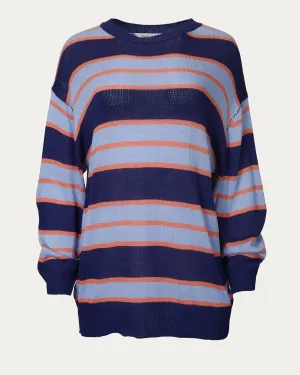 Striped Oversized Sweater in Navy | Navy