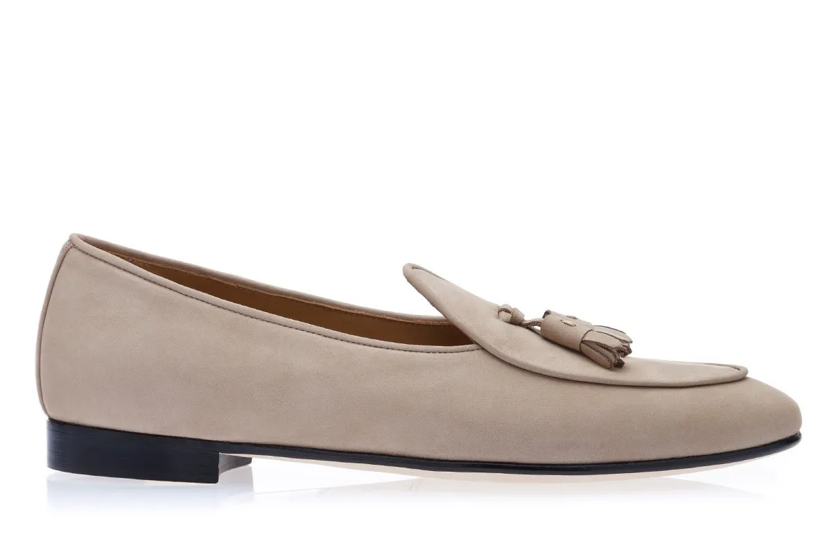 TANGERINE 2 NABUK TAUPE BELGIAN LOAFERS