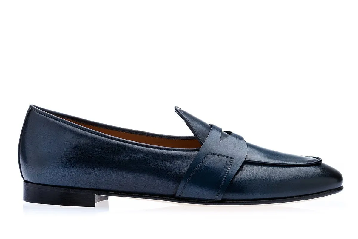 TANGERINE 9 TOLEDO NAVY BELGIAN LOAFERS