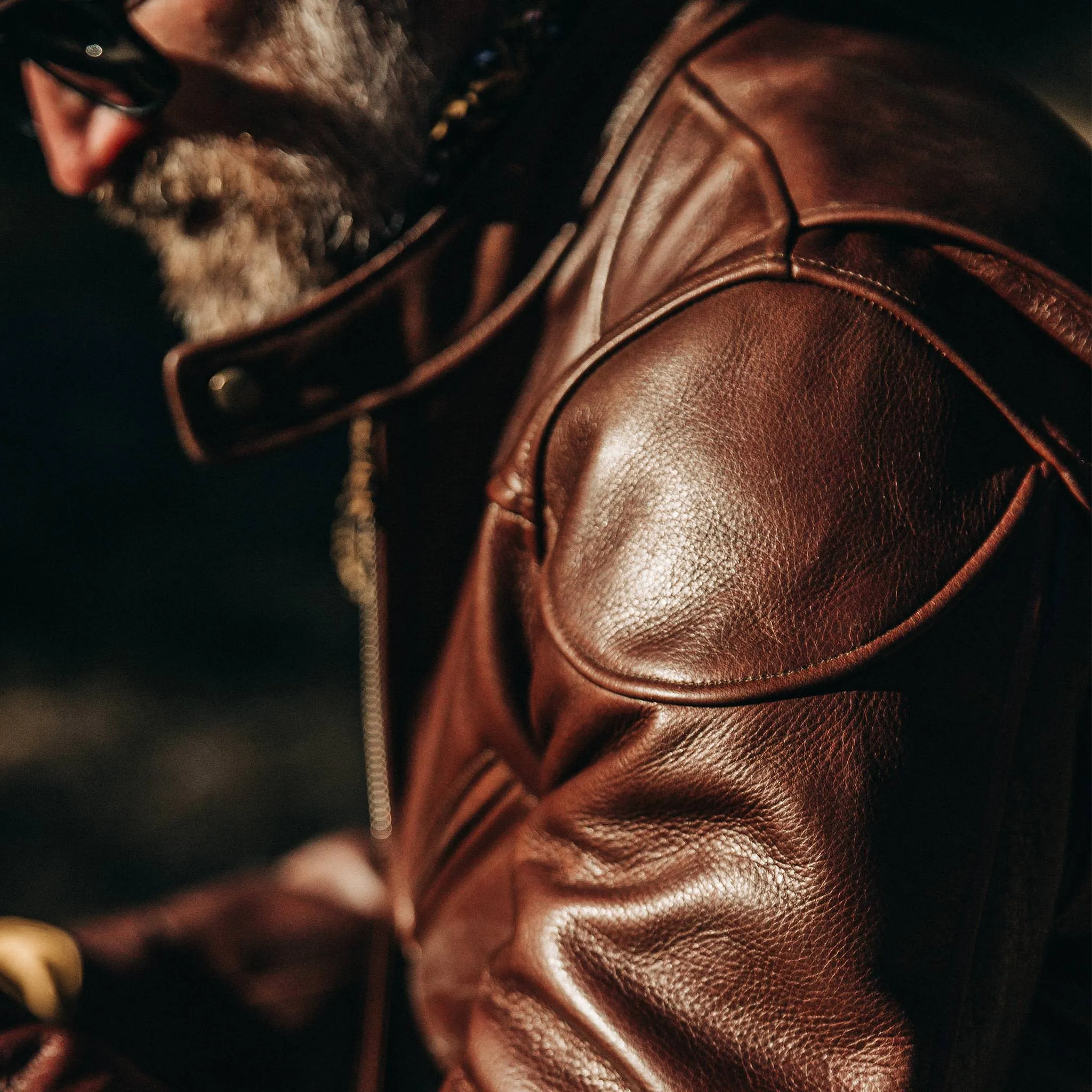 The Band Collar Moto Jacket in Espresso Steerhide