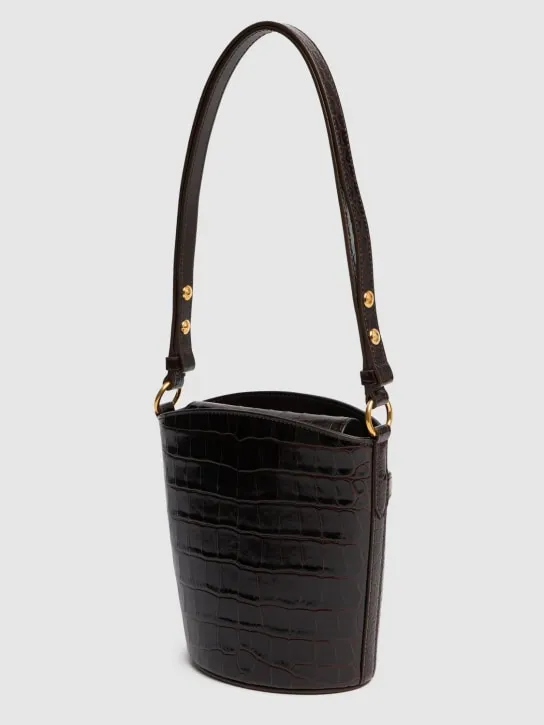 Tom Ford   Small shiny stamped croc bucket bag 