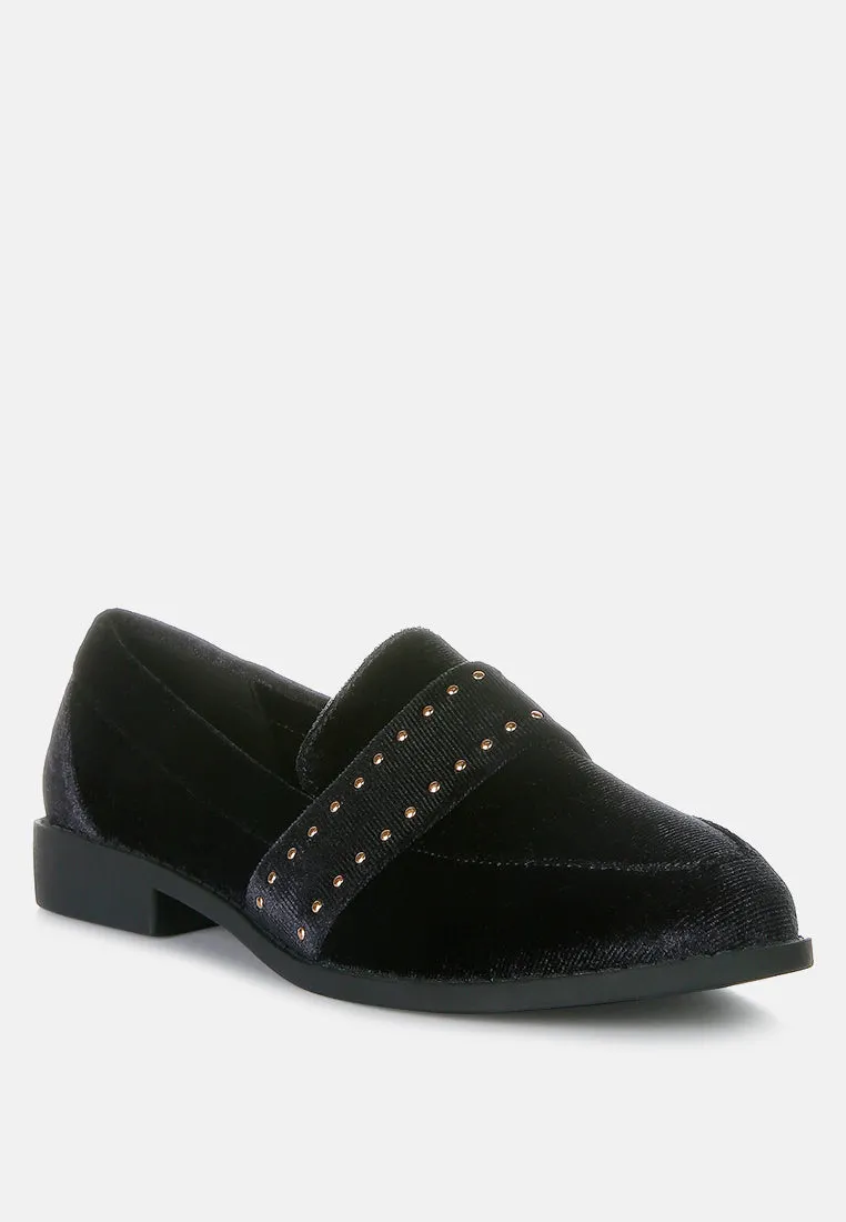 Walkin Stud Detail Velvet Loafers