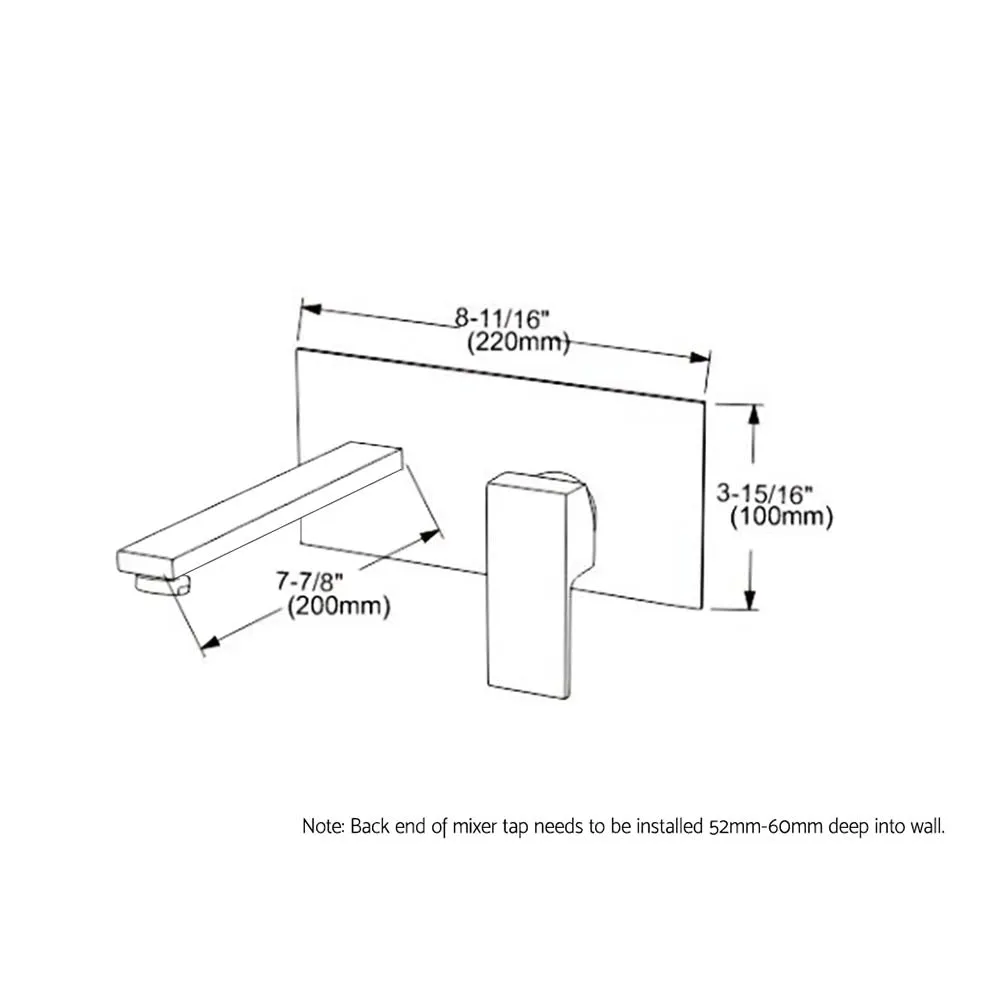 WELS Bathroom Tap Square Wall Mount Brass Mixer Tap Faucet Silver