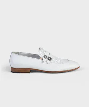 White Woven Loafers