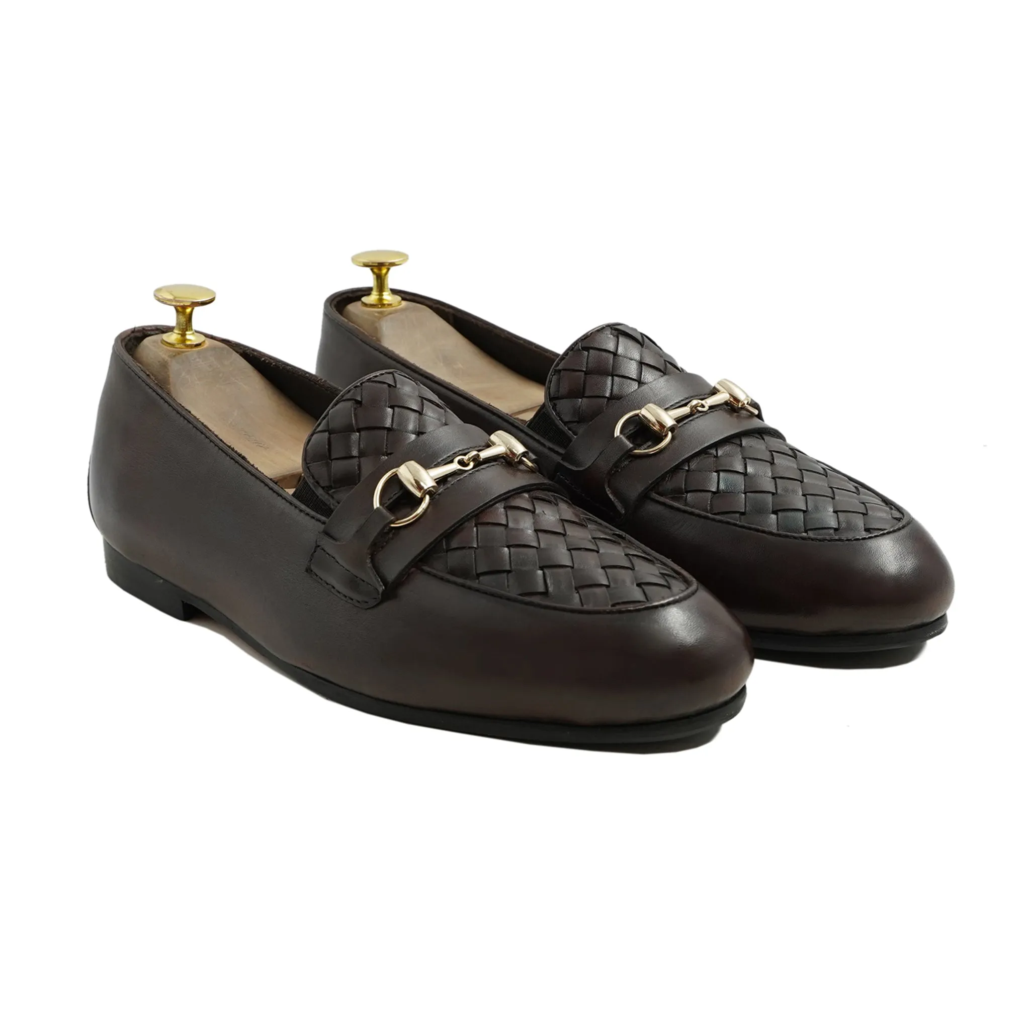 Windsorian - Men's Dark Brown Calf and Hand Woven Calf Leather Loafer