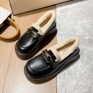 Women Minimalist Fashion Furred Thick Soled Loafers