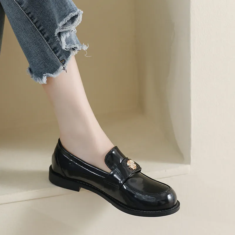 Women Minimalist Glossy Leather Casual Soft Flat Loafers