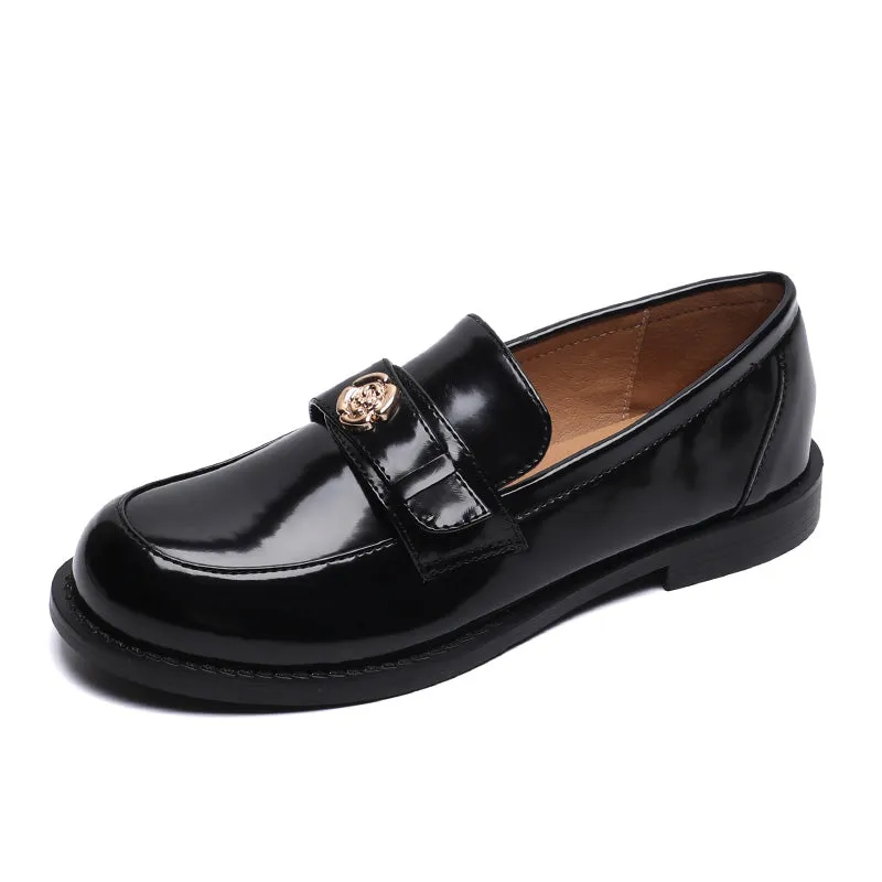 Women Minimalist Glossy Leather Flat Casual Loafers