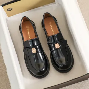 Women Minimalist Glossy Leather Flat Casual Loafers