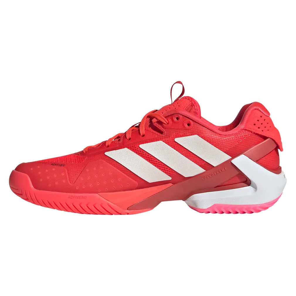 Women`s Adizero Ubersonic 5 Tennis Shoes Lucid Red and Lucid Pink