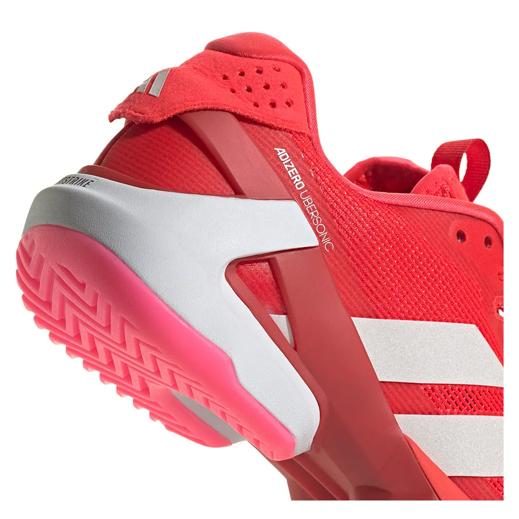 Women`s Adizero Ubersonic 5 Tennis Shoes Lucid Red and Lucid Pink