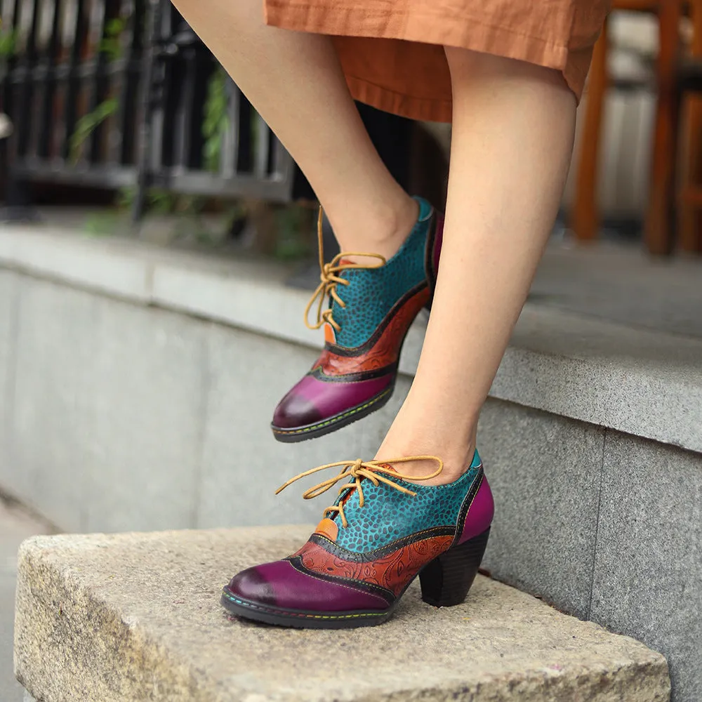 Women's Brogue Oxfords Shoes Lace up Vintage Shoes