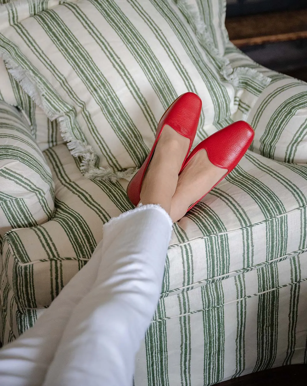 Women's Leather Loafers, Lipstick Red