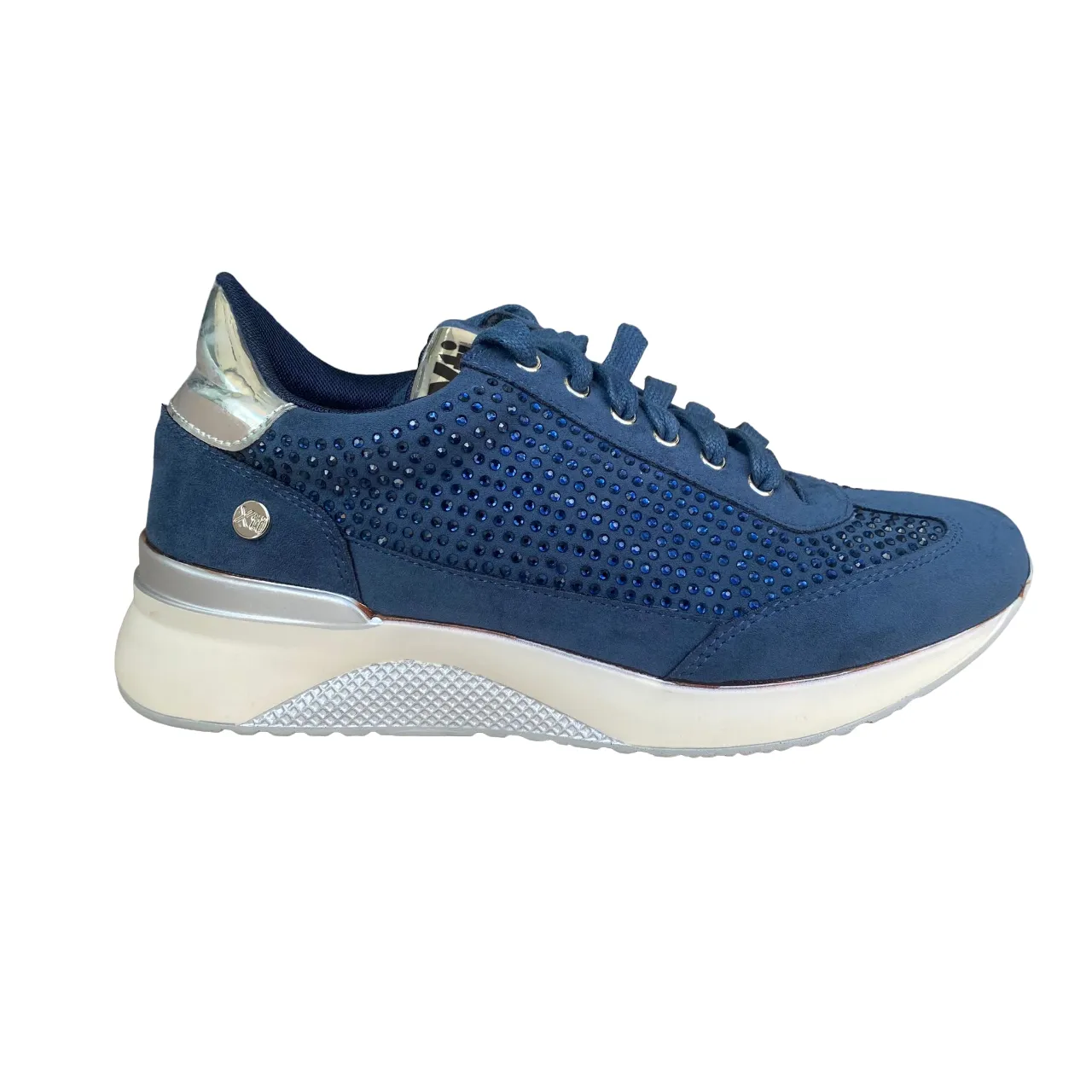 Xti scarpa casual donna Zapato 48934  con tomaia in camoscio e strass blu